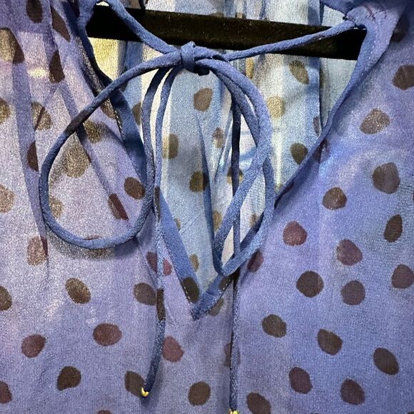 NWOT Bl^nk London AnthropologieBlue Polka Dot Sheer Long Sleeve Blouse - Size M - Picture 6 of 10